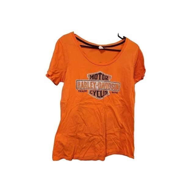 Harley davidson M shiny gemmed orange shirt - Picture 1 of 10